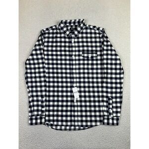 APC Shirt Mens Large Navy White Check Cotton Button Front Barneys New York NEW
